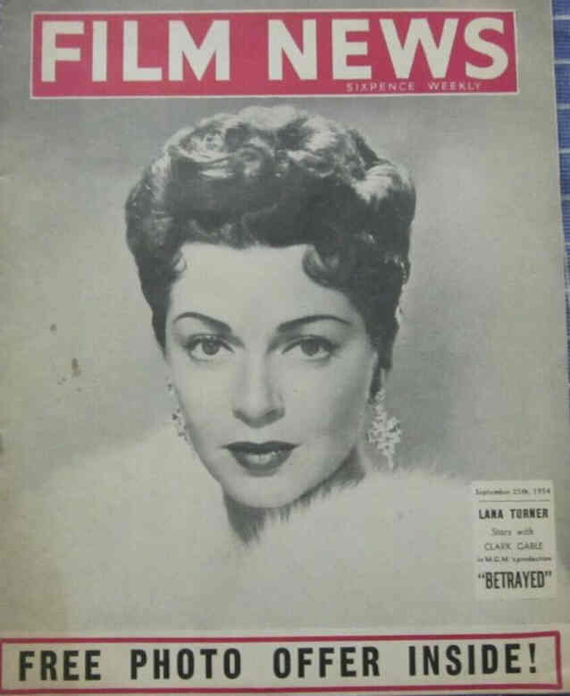 WEEKLY FILM NEWS/FILM NEWS magazine side cover 25 September 1954