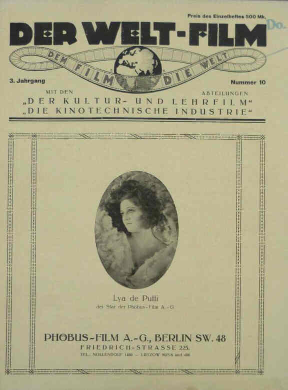 WELT-FILM | DER magazine side cover Issue 10  July 1923