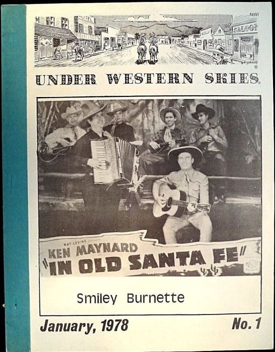 UNDER WESTERN SKIES magazine side cover Issue 1 January 1978