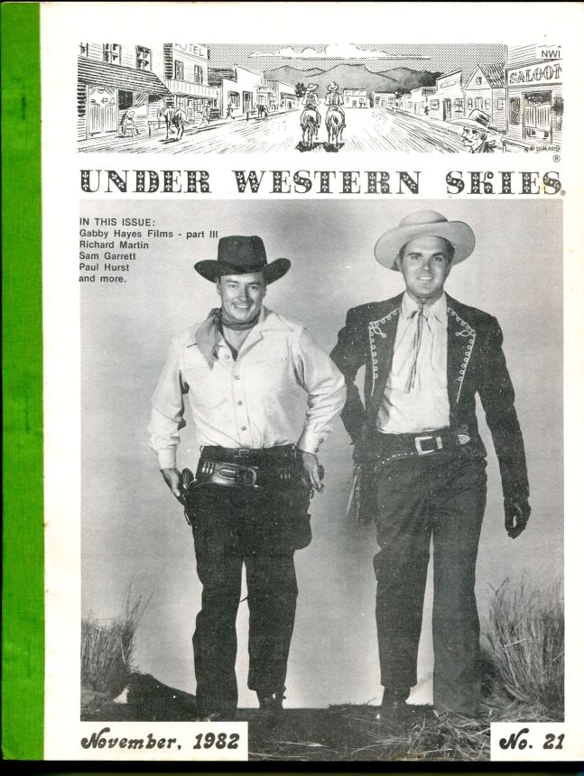 UNDER WESTERN SKIES magazine side cover Issue 21 November 1982
