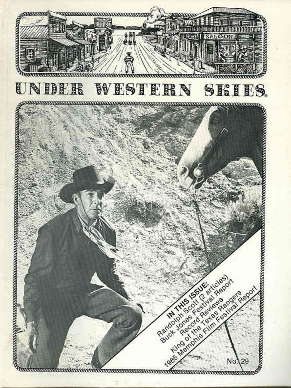 UNDER WESTERN SKIES magazine side cover Issue 29 September 1985