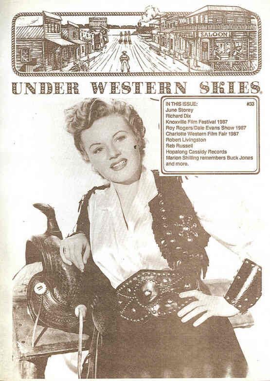 UNDER WESTERN SKIES magazine side cover Issue 33  1987