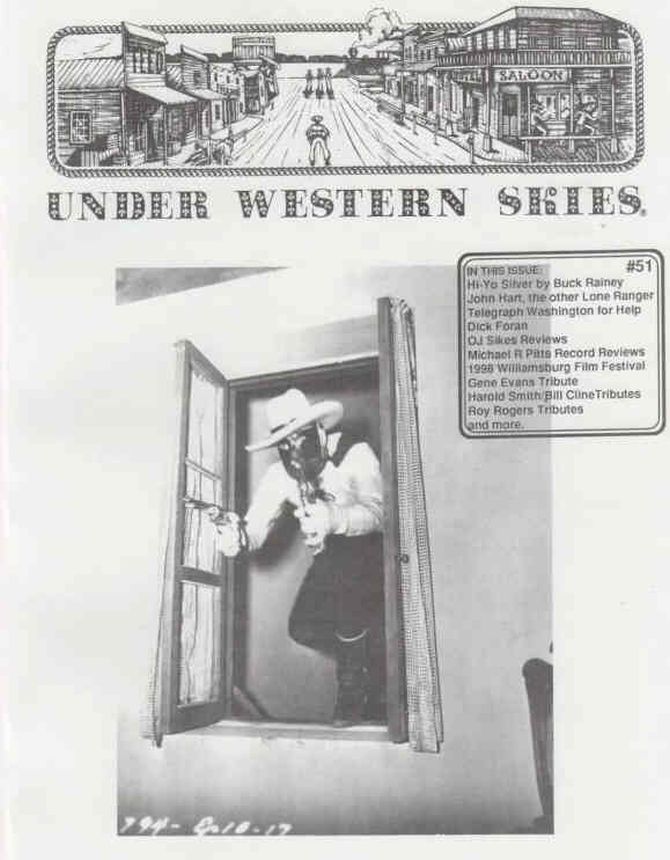 UNDER WESTERN SKIES magazine side cover Issue 51  1998