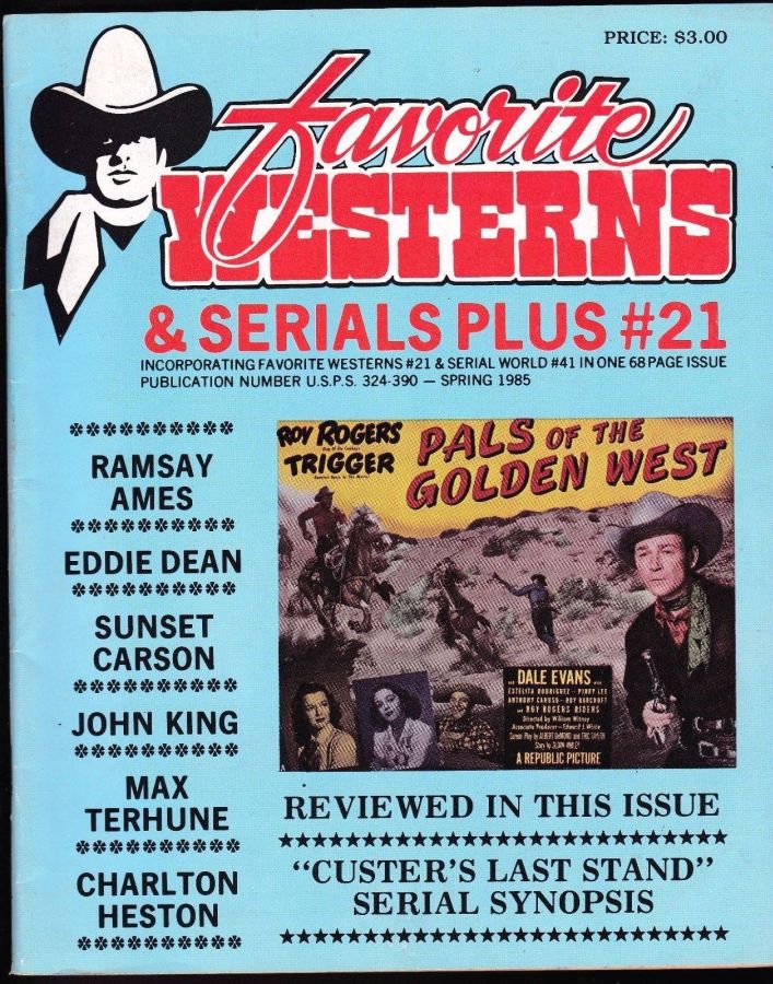 WESTERNS AND SERIALS magazine side cover Issue 21/41 Spring 1985
