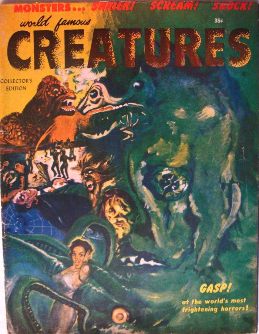 WORLD FAMOUS CREATURES magazine side cover Issue 1 October 1958