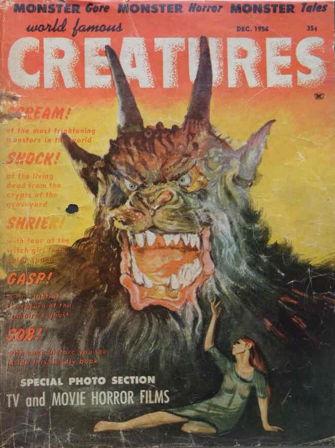 WORLD FAMOUS CREATURES magazine side cover Issue 2 December 1958