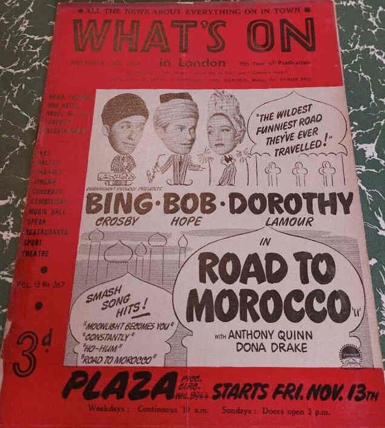 WHATS ON IN LONDON magazine side cover 13 November 1942