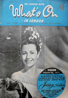 WHATS ON IN LONDON magazine side cover 15 August 1947