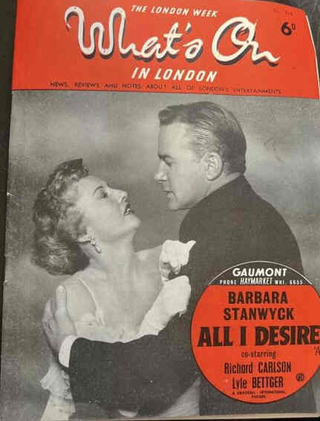 WHATS ON IN LONDON magazine side cover 22 May 1953