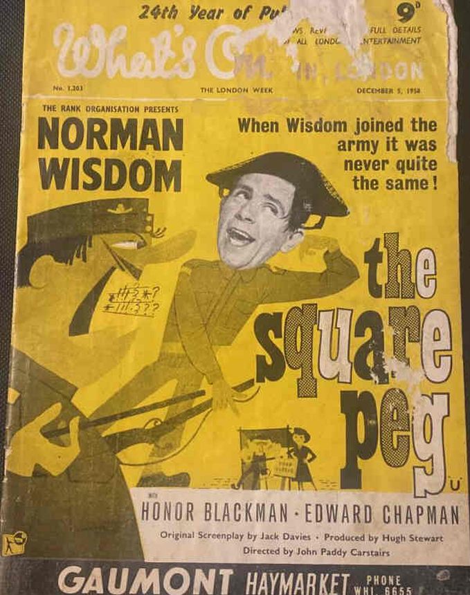 WHATS ON IN LONDON magazine side cover 5 December 1958