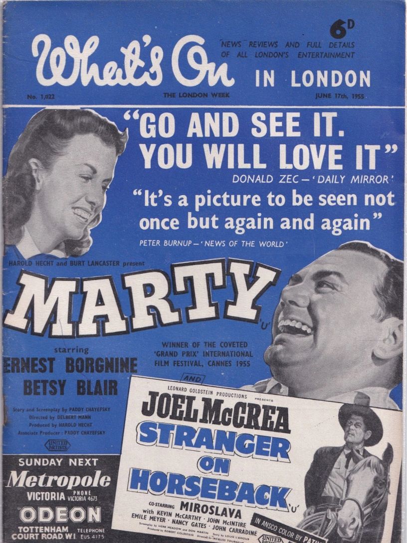 WHATS ON IN LONDON magazine side cover Issue 1022 17 June 1955