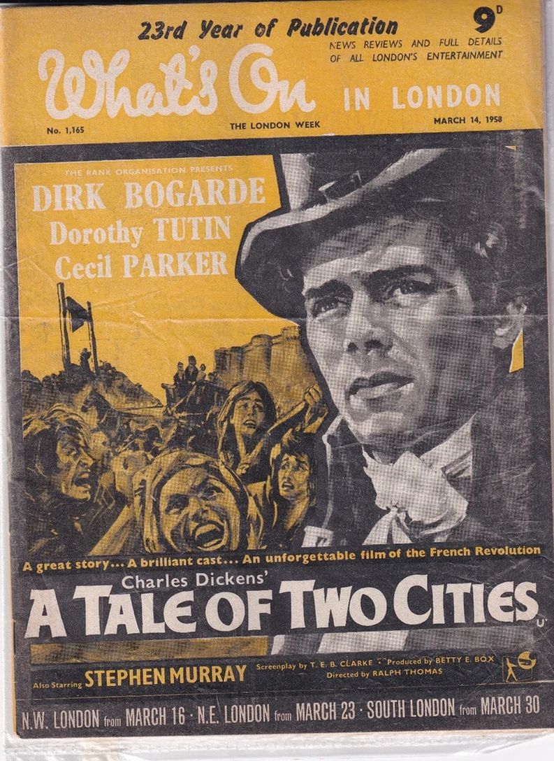 WHATS ON IN LONDON magazine side cover Issue 1165 14 March 1958