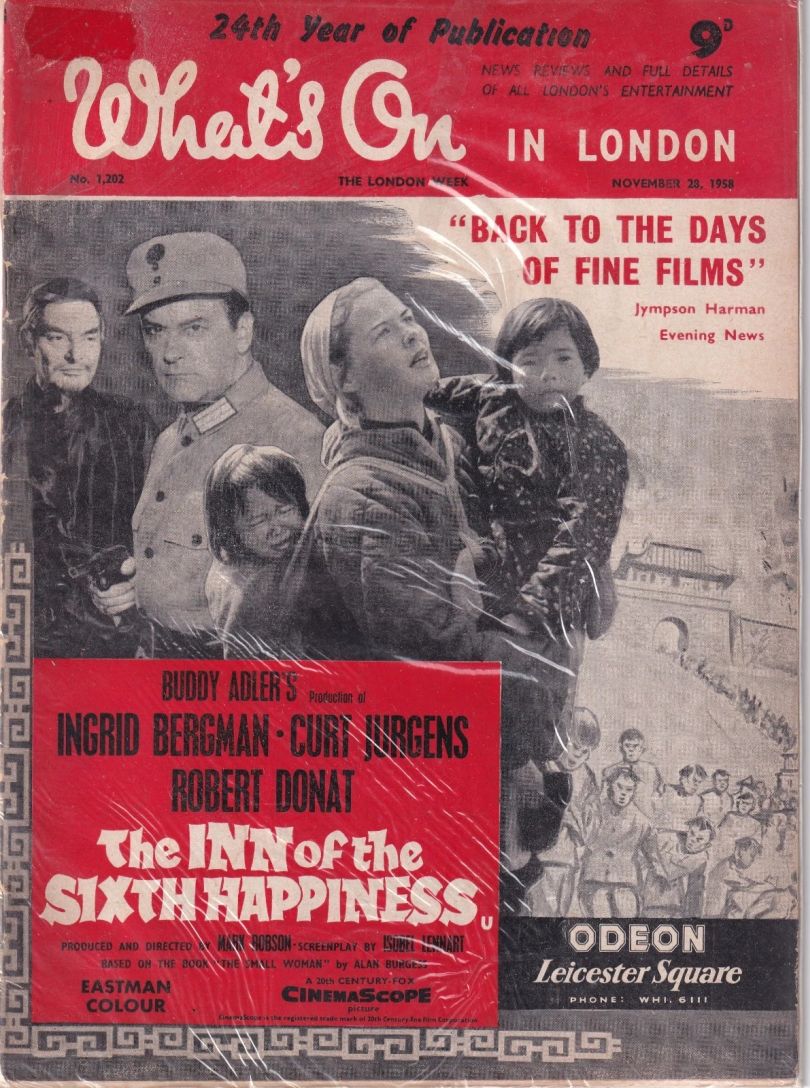 WHATS ON IN LONDON magazine side cover Issue 1282 28 November 1958
