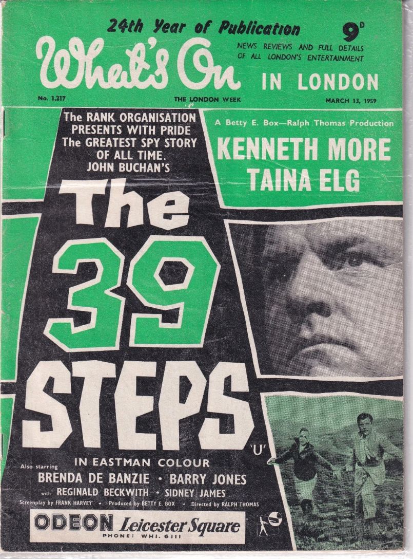 WHATS ON IN LONDON magazine side cover Issue 1217 13 March 1959