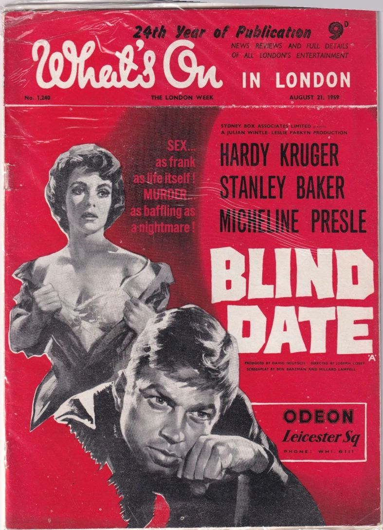 WHATS ON IN LONDON magazine side cover Issue 1240 21 August 1959