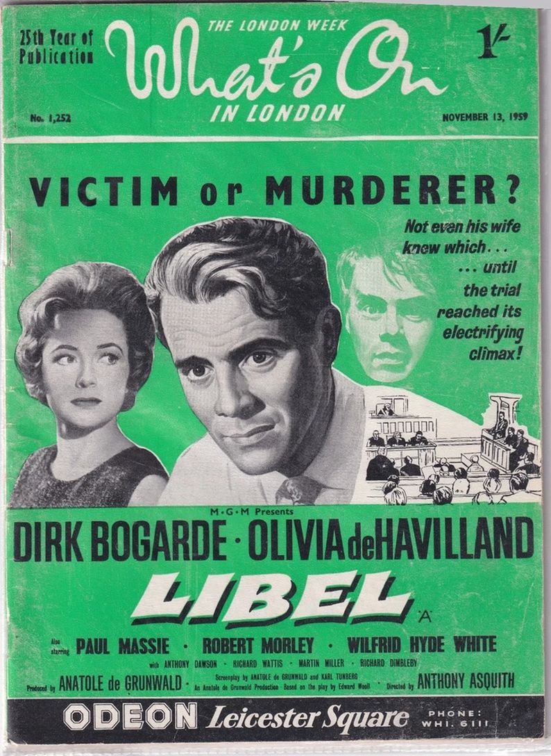 WHATS ON IN LONDON magazine side cover Issue 1252 13 November 1959