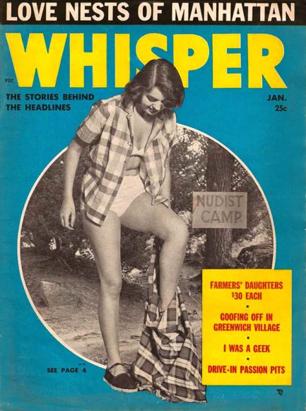 WHISPER magazine side cover January 1955