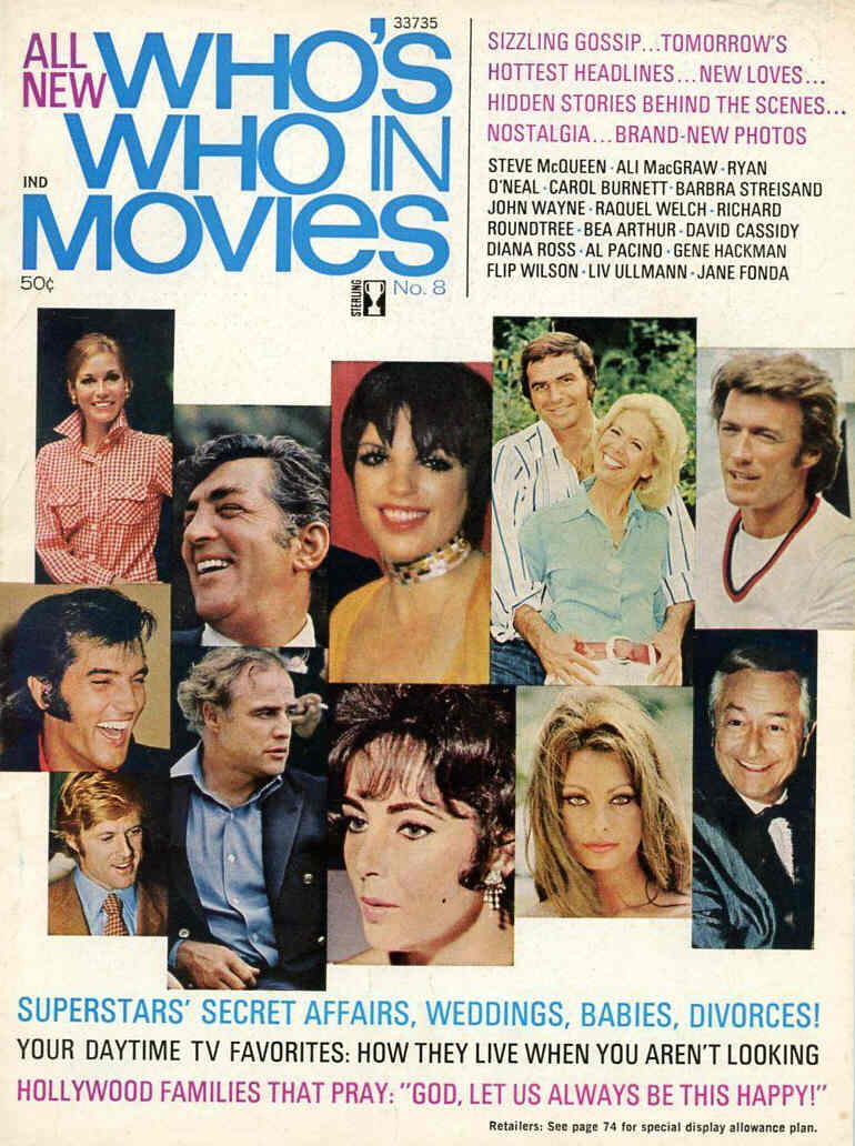 WHOS WHO IN MOVIES magazine side cover Issue 8  1973