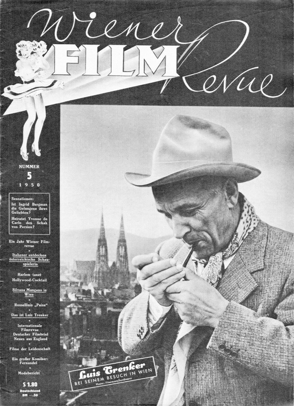WIENER FILM REVUE magazine side cover Issue 5  1950