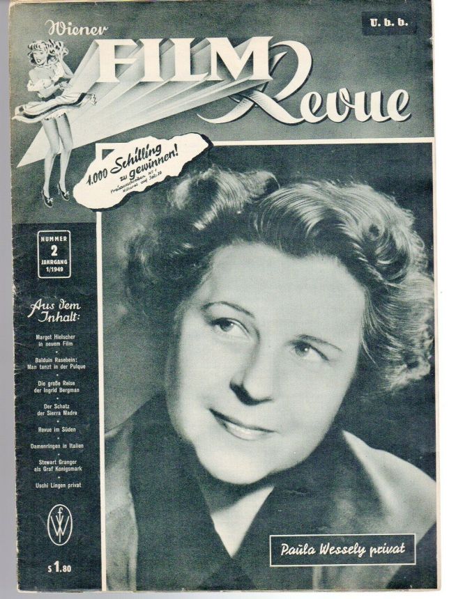 WIENER FILM REVUE magazine side cover Issue 2   1949