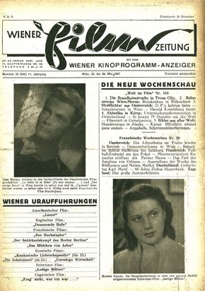 WIENER FILMZEITUNG magazine side cover Issue 545 29 May 1947