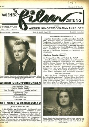WIENER FILMZEITUNG magazine side cover Issue 558 22 August 1947