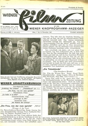 WIENER FILMZEITUNG magazine side cover Issue 569 13 November 1947