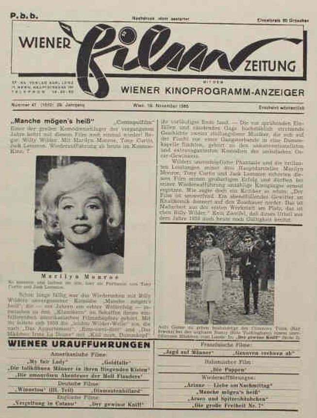 WIENER FILMZEITUNG magazine side cover 15 October 1965