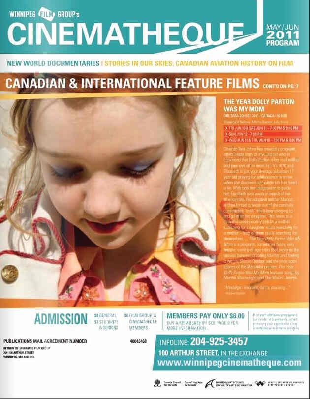 WINNIPEG FILM GROUPS CINEMATHEQUE magazine side cover  May/June 2011