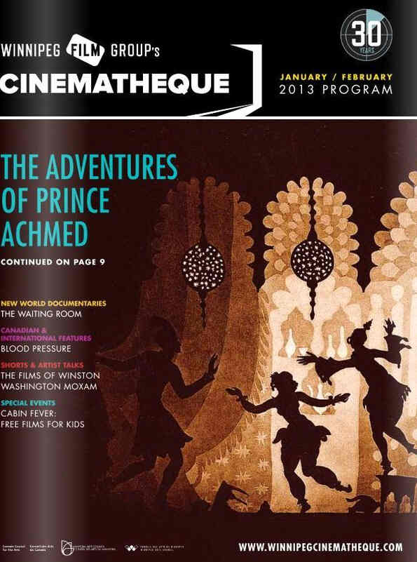 WINNIPEG FILM GROUPS CINEMATHEQUE magazine side cover  January/February 2013