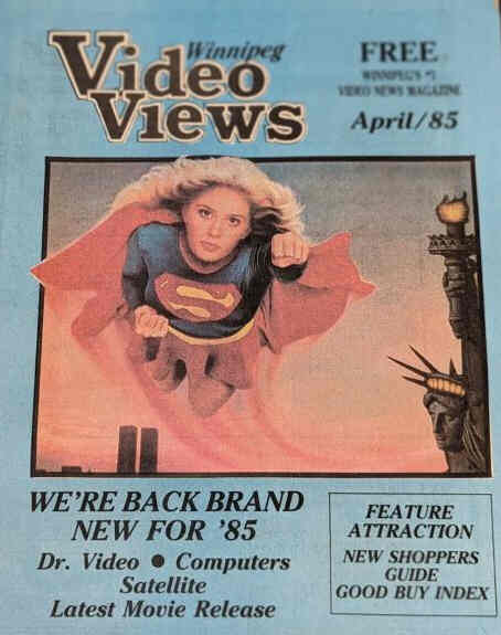 WINNIPEG VIDEO NEWS magazine side cover  April 1985