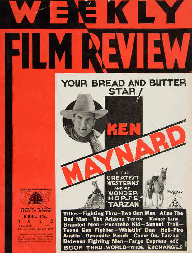 WEEKLY FILM REVIEW magazine side cover  Vol 22 #3 16 December 1932