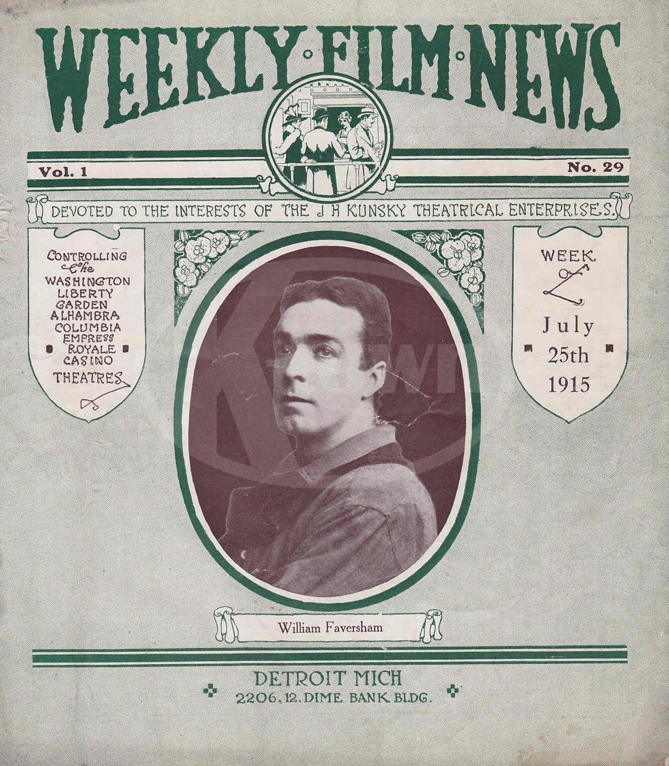 WEEKLY FILM NEWS magazine side cover Issue 29 25 July 1915