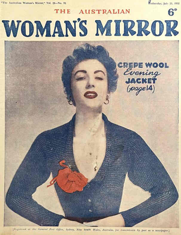AUSTRALIAN WOMANS MIRROR magazine side cover 23 July 1952
