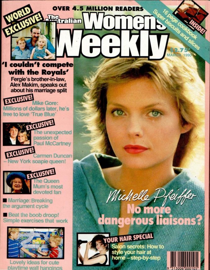 AUSTRALIAN WOMENS WEEKLY magazine side cover  March 1990