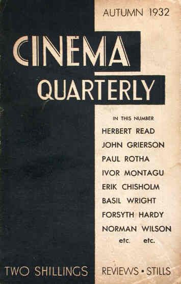 CINEMA QUARTERLY/WORLD FILM NEWS/SEE magazine side cover Issue 1 Autumn/September/October/November 1932