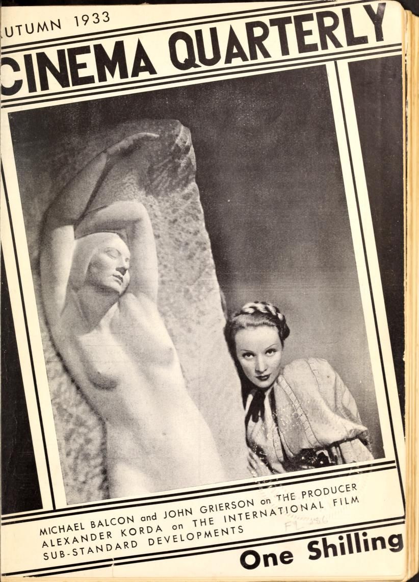 CINEMA QUARTERLY/WORLD FILM NEWS/SEE magazine side cover Issue 5  Vol 2 # 1 Autumn 1933