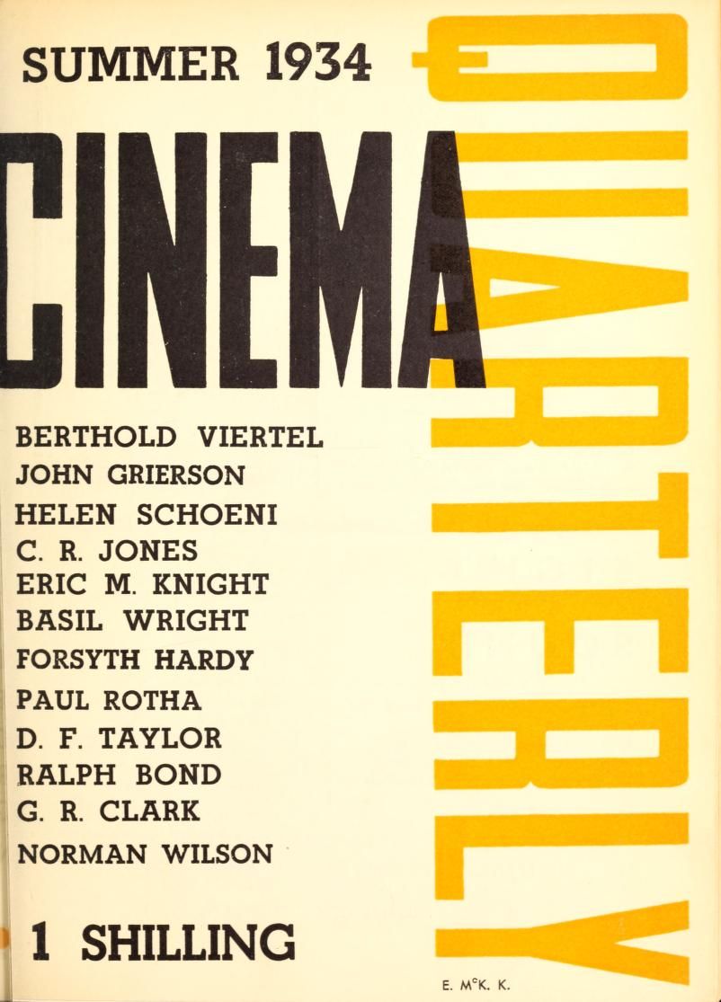 CINEMA QUARTERLY/WORLD FILM NEWS/SEE magazine side cover Issue 8  Vol 2 # 4 Summer/June/July/August 1934