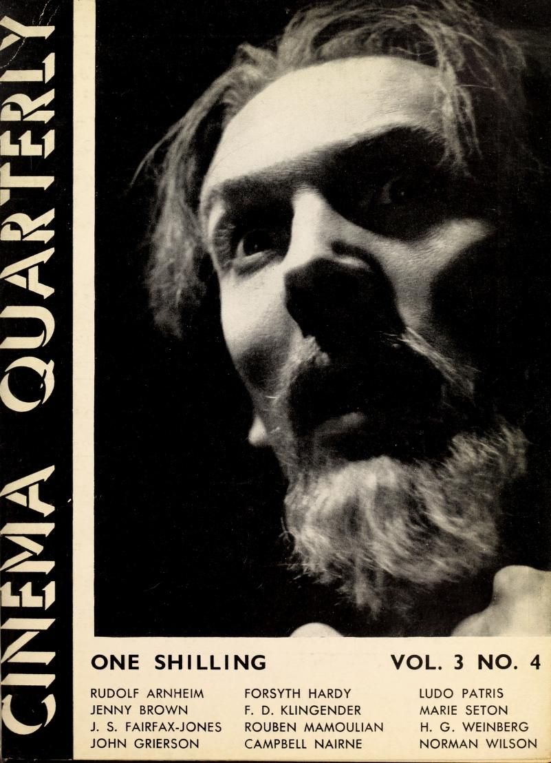 CINEMA QUARTERLY/WORLD FILM NEWS/SEE magazine side cover Issue 12  Vol 3 # 4 Summer/June/July/August 1935