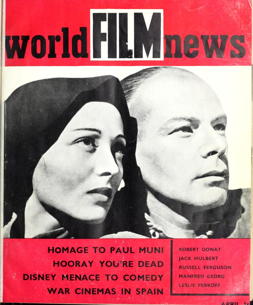 CINEMA QUARTERLY/WORLD FILM NEWS/SEE magazine side cover Issue 13  Vol 2 # 1 April 1937