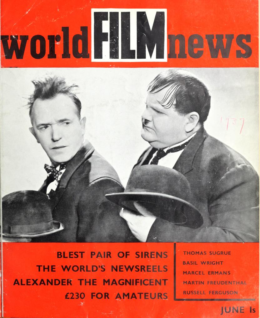 CINEMA QUARTERLY/WORLD FILM NEWS/SEE magazine side cover Issue 15  Vol 2 # 3 June 1937
