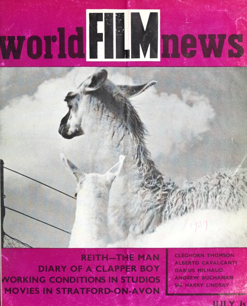 CINEMA QUARTERLY/WORLD FILM NEWS/SEE magazine side cover Issue 16  Vol 2 # 4 July 1937
