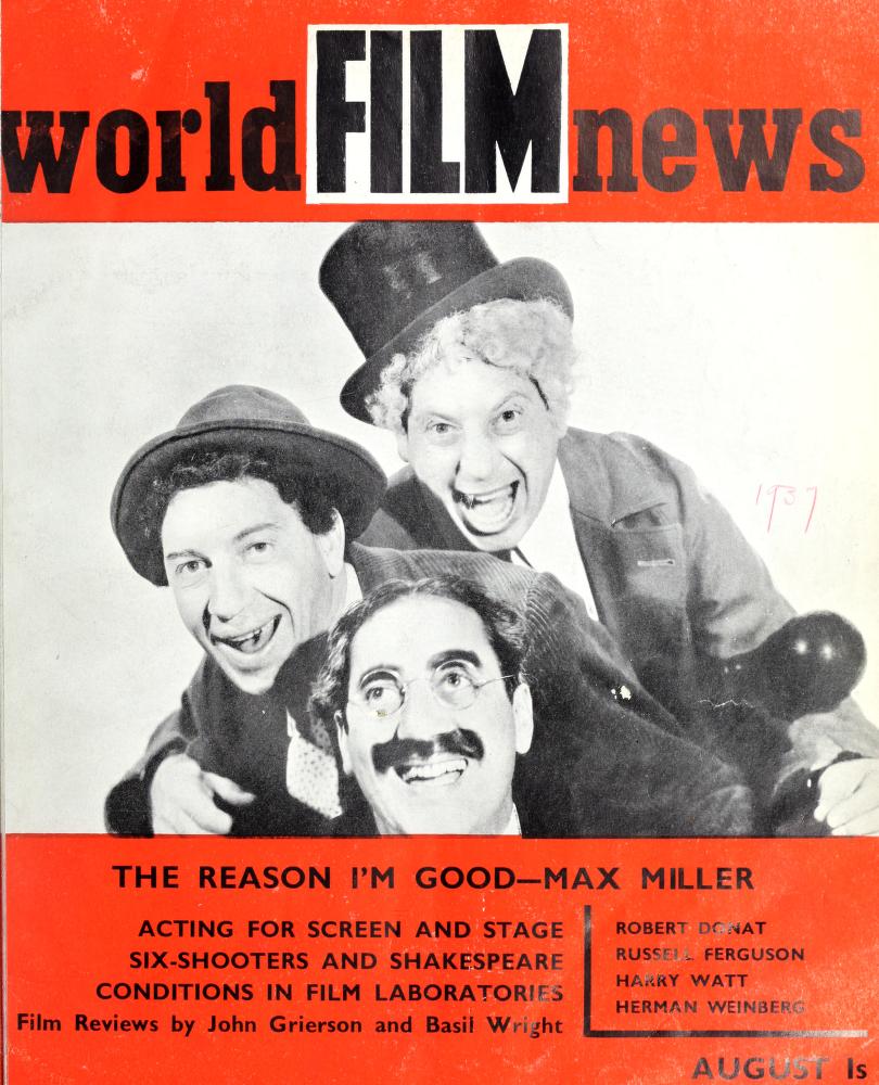 CINEMA QUARTERLY/WORLD FILM NEWS/SEE magazine side cover Issue 17  Vol 2 # 5 August 1937