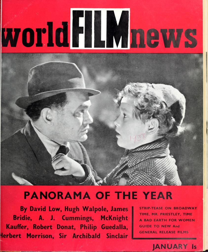 CINEMA QUARTERLY/WORLD FILM NEWS/SEE magazine side cover Issue 22  Vol 2 # 10 January 1938