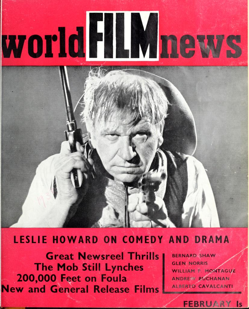 CINEMA QUARTERLY/WORLD FILM NEWS/SEE magazine side cover Issue 23  Vol 2 # 11 February 1938