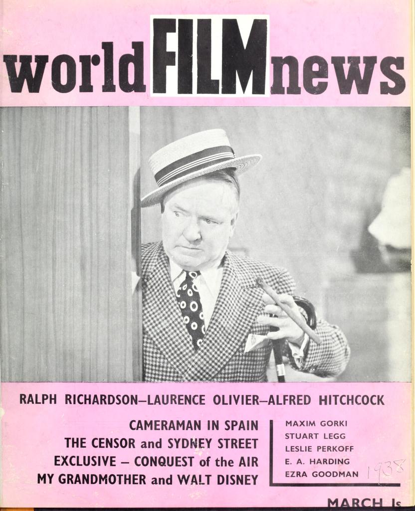 CINEMA QUARTERLY/WORLD FILM NEWS/SEE magazine side cover Issue 24  Vol 2 # 12 March 1938