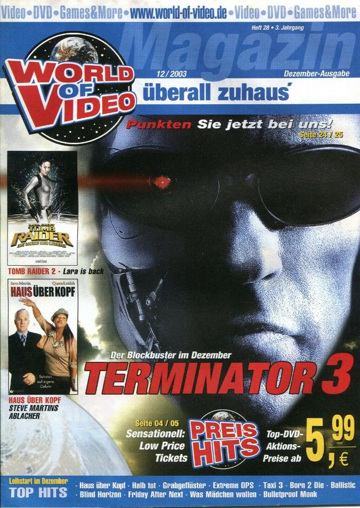 WORLD OF VIDEO magazine side cover  December 2003