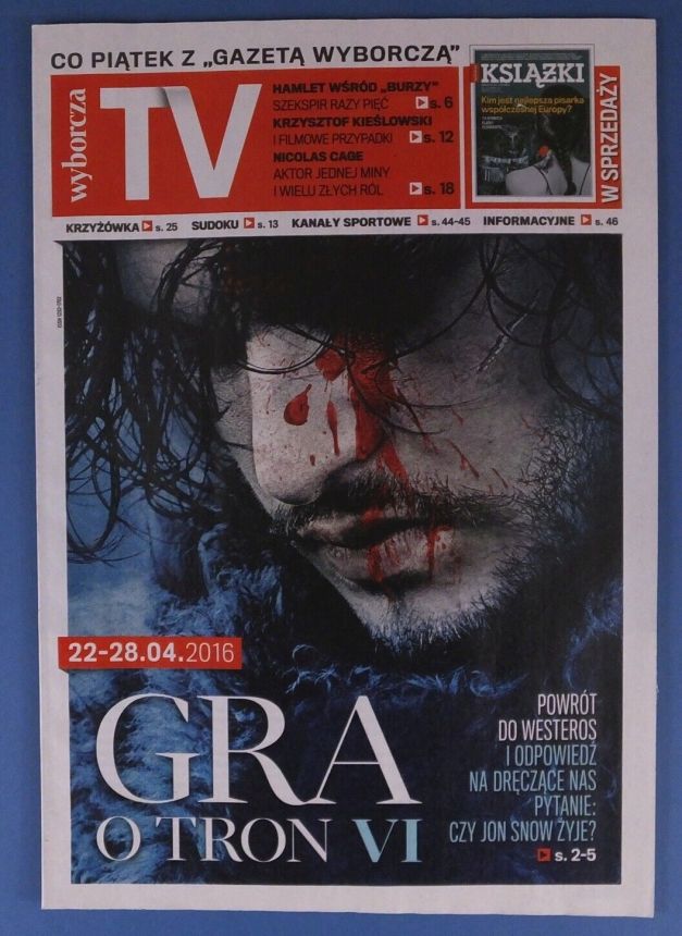 WYBORCZA TV magazine side cover 22 April 2016