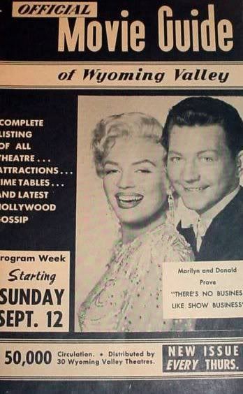 OFFICIAL MOVIE GUIDE OF WYOMING VALLEY magazine side cover 12 September 1954