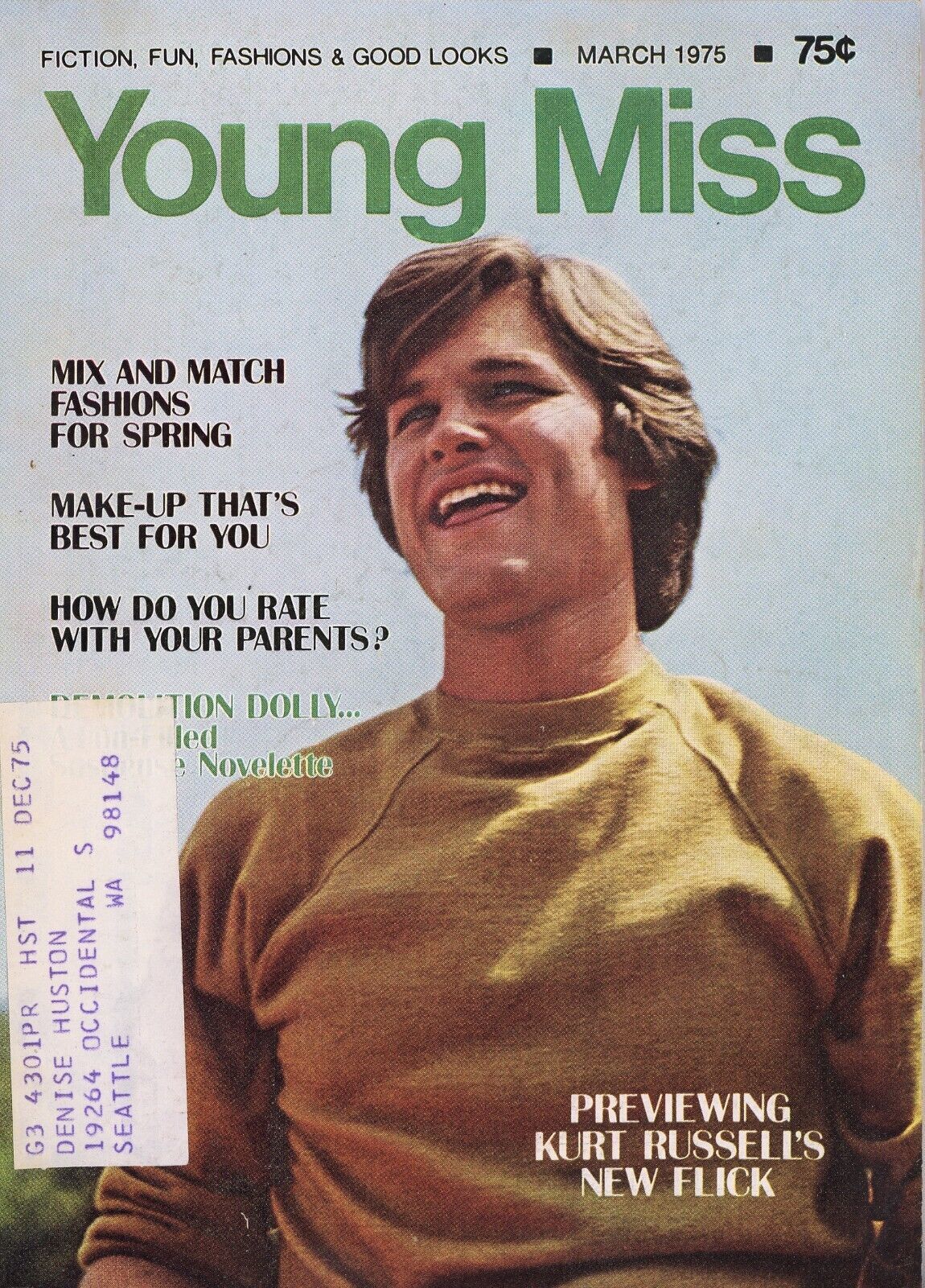 YOUNG MISS magazine side cover  March 1975